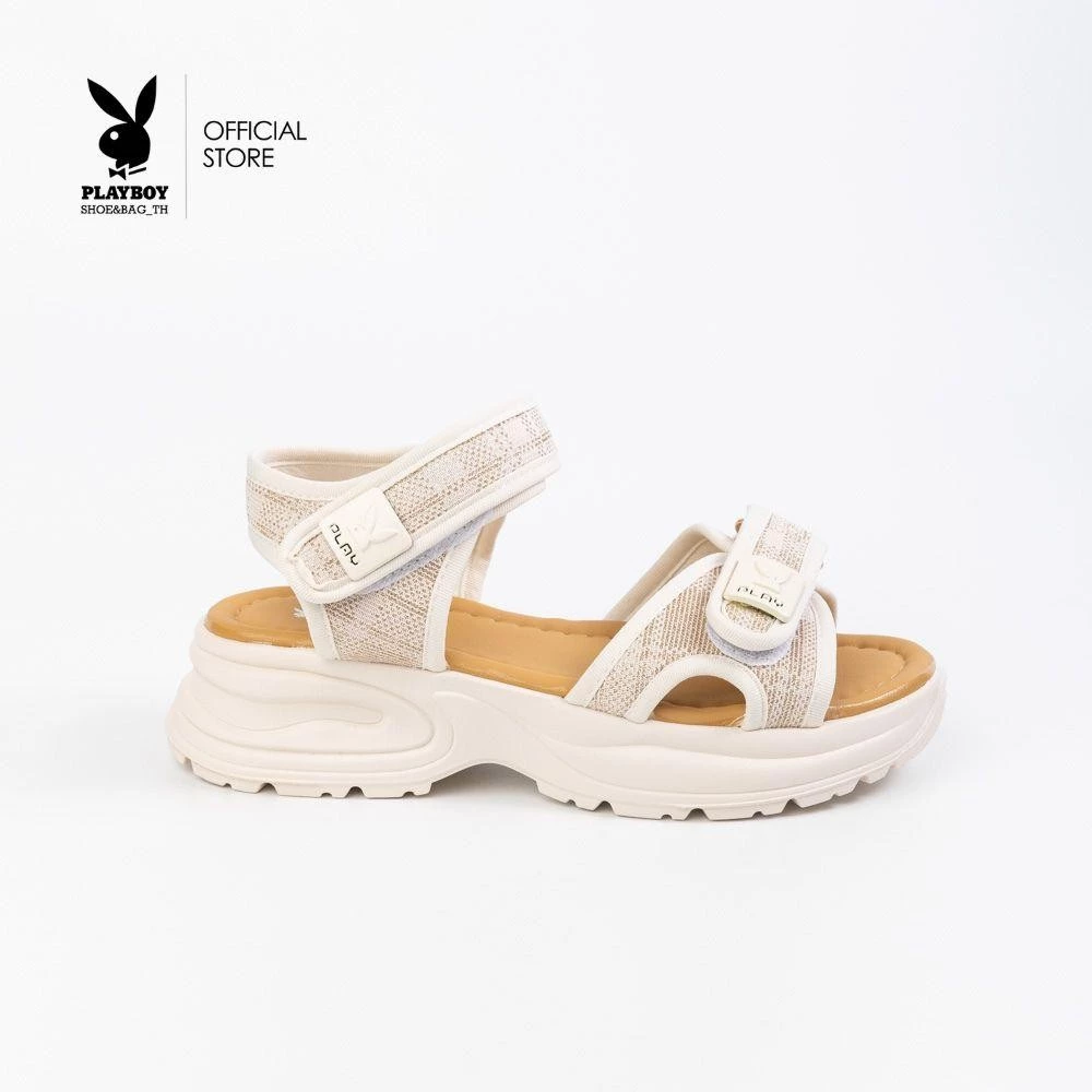 PLAYBOY รุ่น Glint Platform Sandals รองเท้าแตะรัดส้นผู้หญิง รหัส ST-HS254C144R ดีไซน์รัดส้น สีVanilla Cream
