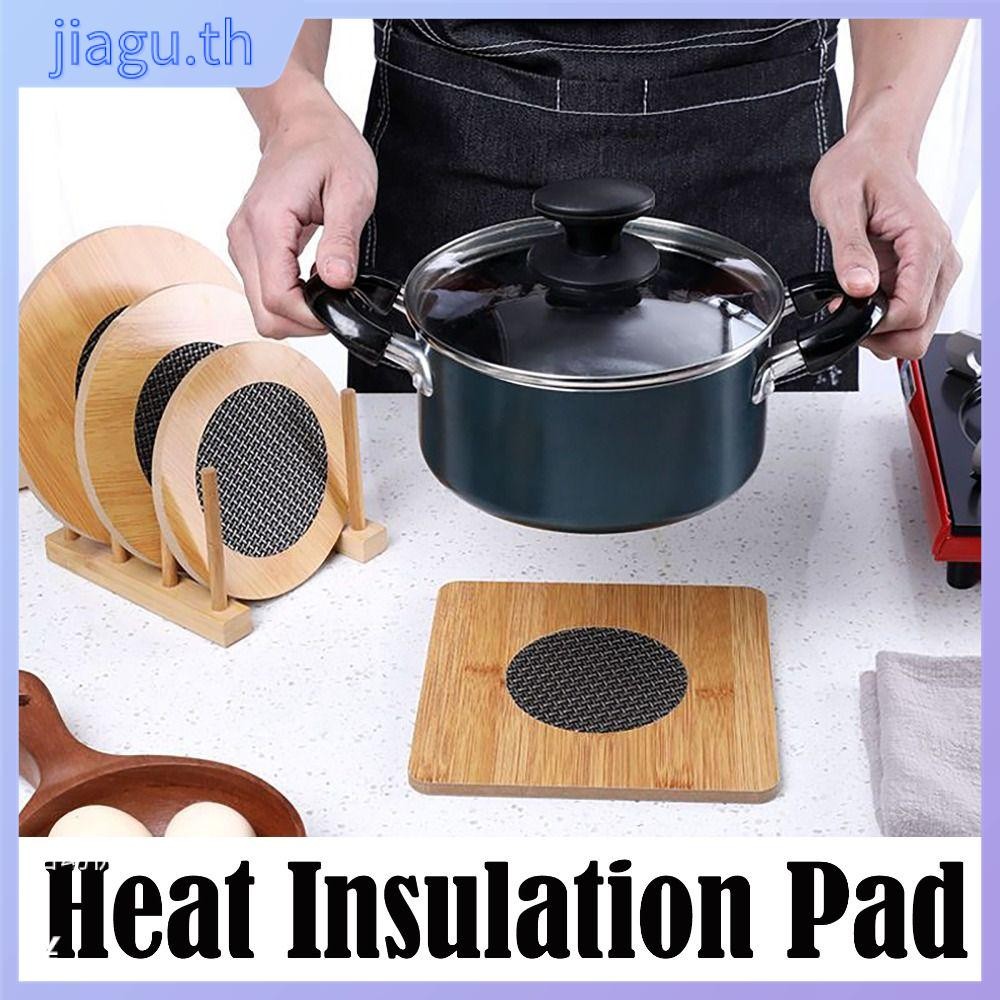 Jiagu ที่รองแก้วพร้อมแผ่นกันลื่น Round Square Heat Pad, Creative Waterproof Wooden Heat Insulation P