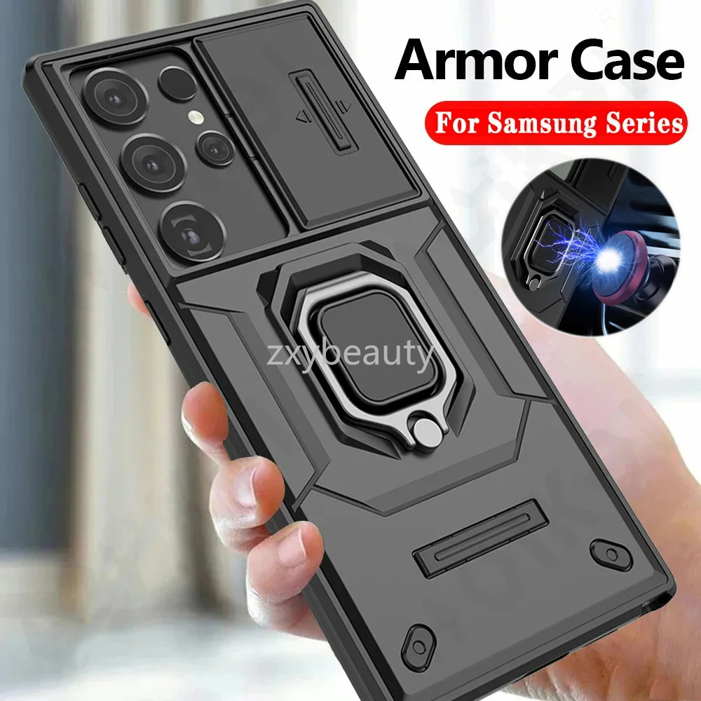 SAMSUNG ปลอกสําหรับSamsung Galaxy S25 S24 Ultra Plus FE 2025 5Gเคสโทรศัพท์กันกระแทกเกราะสไลด์ป้องกันแหวนสําหรับS25Ultra S24Ultra S25Plus S24FE S24Plusกลับกรณี