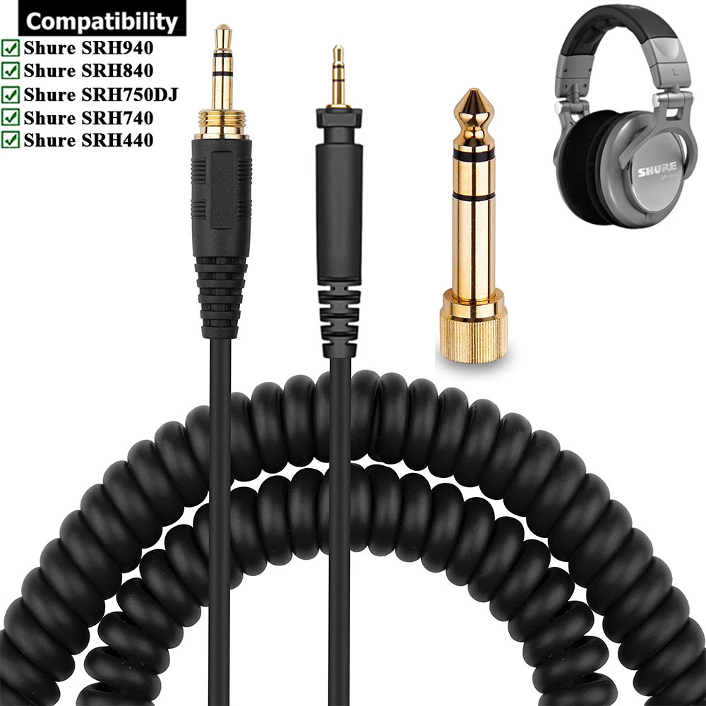 6.35 มม.เปลี่ยนสายฤดูใบไม้ผลิสําหรับ Shure SRH440 SRH740 SRH750DJ SRH840 SRH940 สตูดิโอการตรวจสอบอ้า