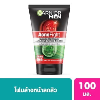 Garnier การ์นิเย่ เมน แอคโนไฟท์ แอนติ-แอคเน่ สครับ อิน โฟม 100 มล.