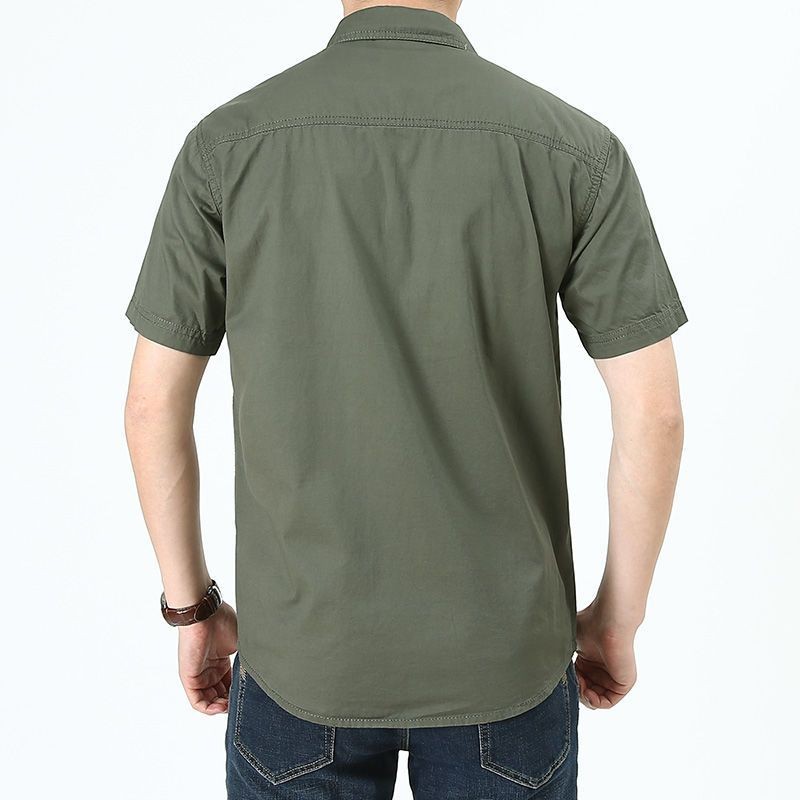 เอร์เชนชิ เสื้อเชิ้ตแขนสั้นผู้ชายฤดูร้อนมีกระเป๋าและคอปกกระดุม ราคา ถูกที่สุด ดีลบีเคเค แกลเลอรีภาพที่ 9