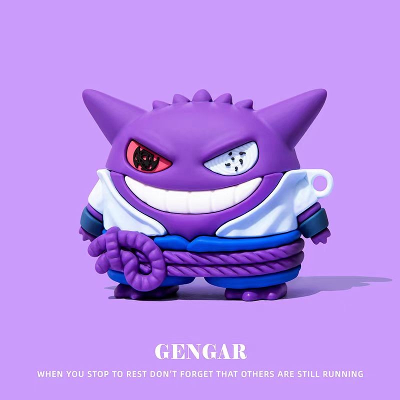 เคสการ์ตูน Gengar สําหรับ AirPods4/4ANC/1/2/3/Pro/Pro2/Pro3 เคสซิลิโคนอ่อนนุ่มพร้อมคาราบิเนอร์