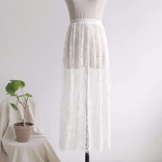 RHOTT ลูกไม้กระโปรงสลิป, ดอกไม้ 75 ซม.กระโปรงความปลอดภัย Petticoat, แฟชั่น Hight เอว Cheongsam Anti-glare ตาข่ายกระโปรง SLIP ชุดหญิง