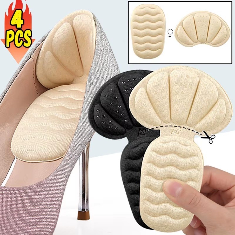T-shaped Heel สติกเกอร์ Protector ผู้หญิงฟองน้ําลื่นรองเท้า Pain Relief Foot Care นุ่มหนารองเท้า Insoles