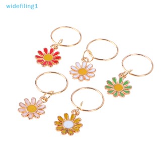 Widefiling1 จี้รูปดอกเดซี่ โลหะผสมสังกะสี หลากสี สําหรับถักนิตติ้ง DIY 5 ชิ้น ต่อชุด