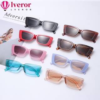 Lveror แว่นตากันแดด UV 400 ทรงสี่เหลี่ยมผืนผ้า สีแคบ กรอบสี่เหลี่ยมผืนผ้า