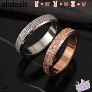 Okdeals แหวนสเตนเลส เนื้อแมตต์ เครื่องประดับ สําหรับคู่รัก รักษาความวิตกกังวล