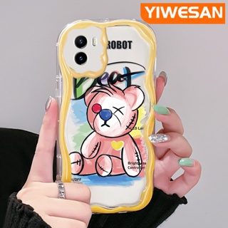 เคสโทรศัพท์มือถือแบบนิ่ม ใส กันกระแทก ลายการ์ตูนหมีน่ารัก สีชมพู สําหรับ VIVO Y15s Y15a Y01 Y02s