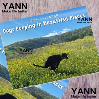 Yann1 ปฏิทินปี 2024 รูปสุนัขอึสุนัข สําหรับตกแต่งผนังบ้าน