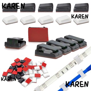 Karen คลิปยึดสายไฟ LED 10 ชิ้น มีกาวในตัว สีขาว สีดํา อุปกรณ์เสริม สําหรับสายไฟ LED