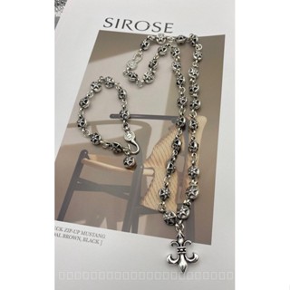 0931YWTS Croix Anchor Army Flower Necklace Personalized Hip-Hop Retro Scout Trendy Cross Alphabet Chain Mens and Womens Bracelet 4SDD