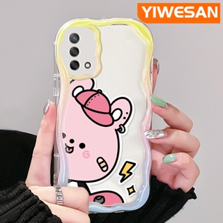 เคสโทรศัพท์มือถือแบบนิ่ม ใส กันกระแทก ลายการ์ตูนหมีสีชมพู สีมาการอง สําหรับ OPPO A74 4G A95 4G F19 F19S Reno 6 Lite