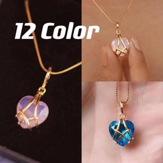 เครื่องประดับ สร้อยคอโซ่ทอง 18K จี้รูปปราสาทเจ้าหญิง 12 สี