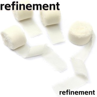 Refinement ริบบิ้นชีฟอง ผ้าไหม แฮนด์เมด สีขาวงาช้าง สําหรับห่อของขวัญ 4 ม้วน