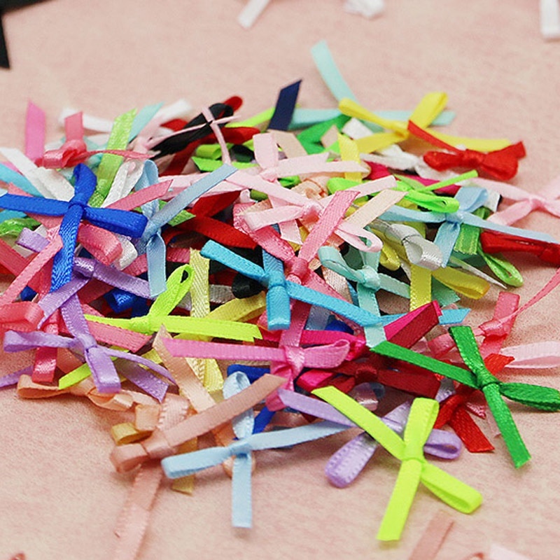 โบว์ ขนาดเล็ก 3 ซม. สําหรับทํากล่องของขวัญ แฮนด์เมด DIY 100 ชิ้น ต่อถุง