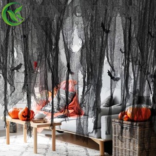 Kentontllb ผ้ากอซตาข่าย ลายฮาโลวีน ยักษ์ สีดํา สีขาว สําหรับตกแต่งบ้าน