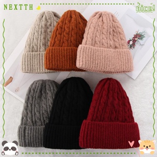 Nextth หมวกบีนนี่ ผ้าขนสัตว์ถัก ให้ความอบอุ่น แฟชั่นฤดูหนาว