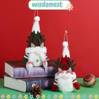 Wisdomest ตุ๊กตาเขากวางไร้หน้า สีแดง สีเขียว ขนาด 22*12*5 ซม. สําหรับแขวนตกแต่งต้นคริสต์มาส