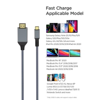 Bt สายเคเบิลอะแดปเตอร์แปลงวิดีโอ USB 3 1 Type C USB3 1 HDTV USB Type C เป็นตัวแยก สําหรับแท็บเล็ต