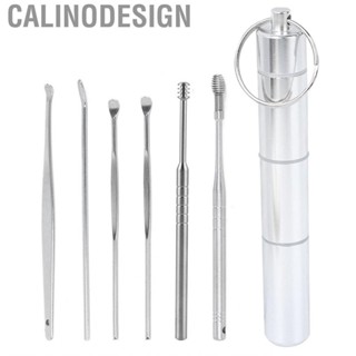 Calinodesign 6PCS Ear Curette Kit  Pick Earwax  Care Set Stainless Steel Wax Pickers with Storage Box