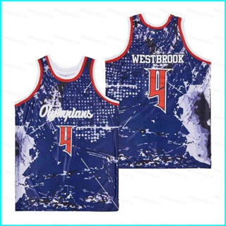 เสื้อกีฬาบาสเก็ตบอล ลายการ์ตูน No.4 Russell Westbrook พลัสไซซ์ สําหรับผู้ชาย และผู้หญิง