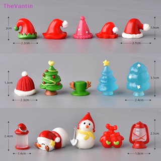 Thevantin หมวกคริสต์มาสจิ๋ว สโนว์แมนน่ารัก ลูกบอลคริสตัล ตกแต่งสวน DIY ของเล่นเด็ก เครื่องประดับเรซิ่น ขนาดเล็ก Good goods