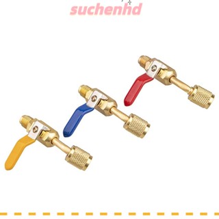 Suchenhd วาล์วบอลทองเหลือง ขนาดเล็ก 1/4 นิ้ว R410A R22 ตัวเมีย เป็นตัวผู้ 3 ชิ้น