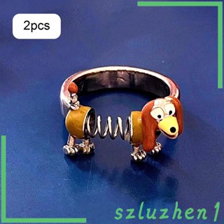 [Szluzhen1] แหวนรูปสัตว์น่ารัก เครื่องประดับ สําหรับสัตว์เลี้ยง สุนัข 2 ชิ้น