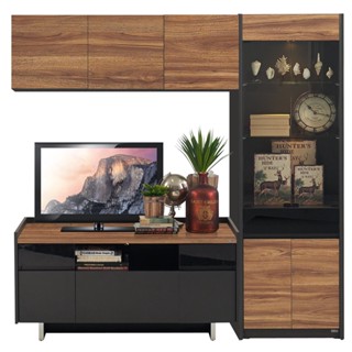 [กทม. 3-5 วัน ส่ง] Koncept furniture ตู้โชว์+วางทีวี รุ่น Ralphs สีน้ำตาลเข้ม