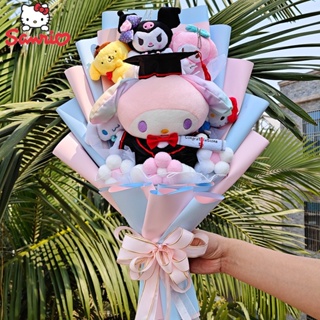 SANRIO ช่อดอกไม้ ลายการ์ตูน My Melody Kuromi Cinnamoroll แฮนด์เมด ของขวัญวันวาเลนไทน์ สําหรับเด็กผู้หญิง