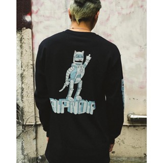 Ripndip เสื้อยืดลําลอง แขนยาว ลายแมวนิ้วกลาง ราคาถูก เข้ากับทุกการแต่งกาย สไตล์ญี่ปุ่น แฟชั่นฤดูร้อน ฤดูใบไม้ร่วง สําหรับผู้ชาย และผู้หญิง