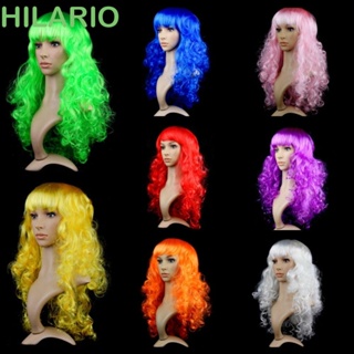 Hilario วิกผมยาว หยิก สีชมพู ดูเป็นธรรมชาติ สีแดง สําหรับปาร์ตี้ฮาโลวีน