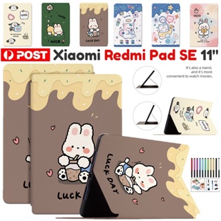 Folio เคสหนัง ฝาพับ ลายการ์ตูน กันกระแทก พร้อมช่องใส่บัตร สําหรับ Xiaomi Redmi Pad SE 2023 11.0 นิ้ว