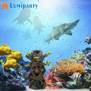 Lumiparty ชามไม้เรซิ่น รูปคนยิ้ม ฉลุลาย สําหรับประดับตกแต่งตู้ปลา