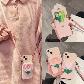 เคสโทรศัพท์มือถือ ลายดอกไม้ พร้อมสายคล้อง ช่องใส่บัตร สําหรับ Huawei mete50 40 30 P60 50 40pro nova11