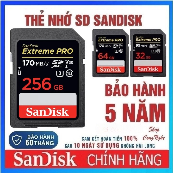 Sandisk การ์ด SD ความเร็วสูง 32G 64G 128G 256G ultra class 10 และ extreme pro สําหรับกล้อง