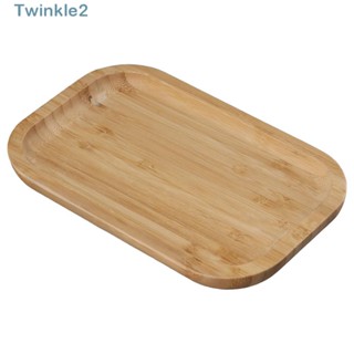 Twinkle ถาดไม้ไผ่ ขนาด 7.9 X 5.1 X 0.8 นิ้ว ทําความสะอาดได้ สําหรับวางขนมขบเคี้ยว ห้องนั่งเล่น