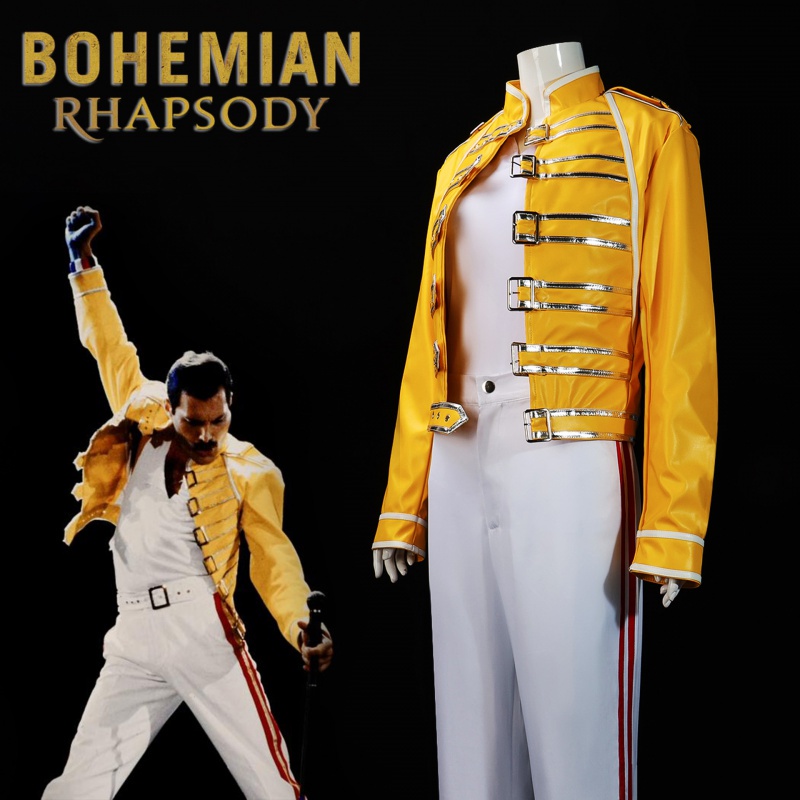 Freddie Mercury เครื่องแต่งกาย Queens Band Lead Singer Freddie คอสเพลย์ฮาโลวีนเครื่องแต่งกาย