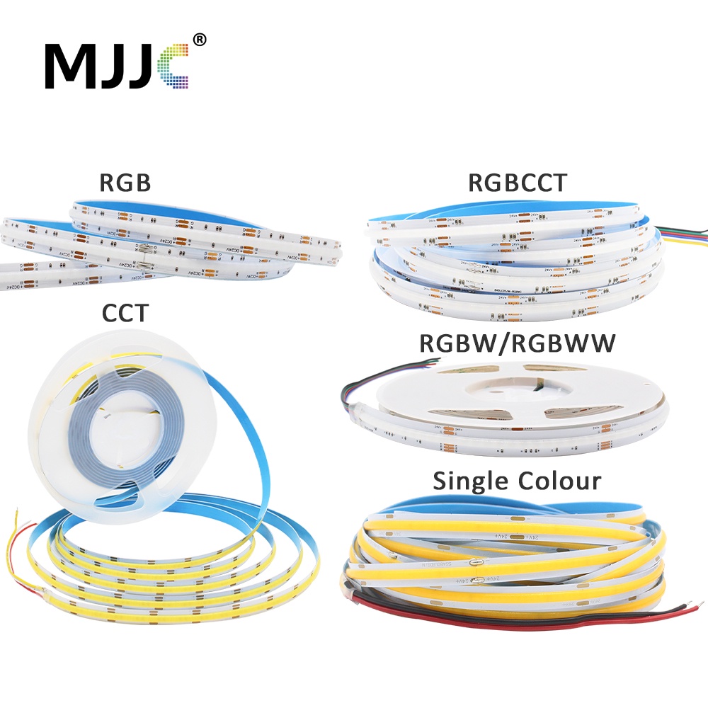 Cob สายไฟ LED 784 ดวง 12V 24V RGB RGBW RGBCCT 320 ดวง ยาว 5 ม. ยืดหยุ่น สีขาวอบอุ่น 840 ดวง