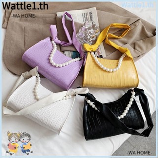 Wttle กระเป๋าถือแฟชั่น หนัง PU มีสายโซ่คล้องใต้วงแขน