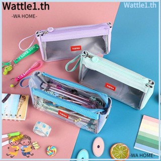 Wttle กระเป๋าเครื่องเขียน กระเป๋าปากกา จุของได้เยอะ สีโปร่งใส สําหรับนักเรียน