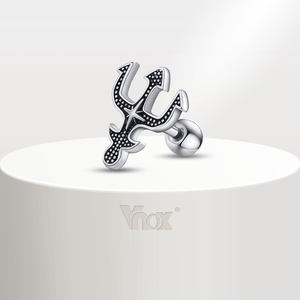 Vinox ต่างหูสเตนเลส รูปตํานานกรีก Poseidon สไตล์วินเทจ กันภูมิแพ้ เครื่องประดับ สําหรับผู้ชาย