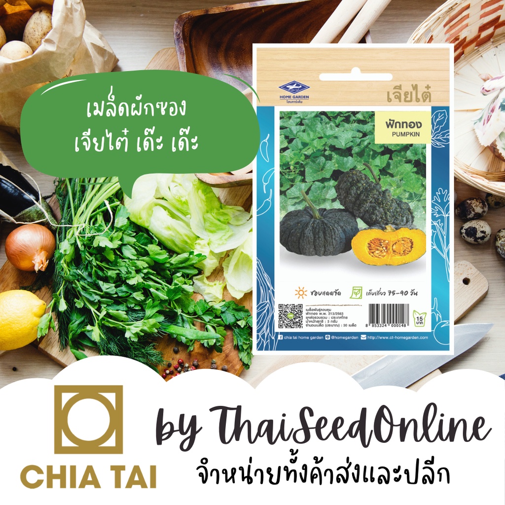 CTOP เมล็ดพันธุ์ ฟักทองทอดยอด ยอดฟักทอง ตราเจียไต๋ Pumpkin Leaves and Flowers are edible