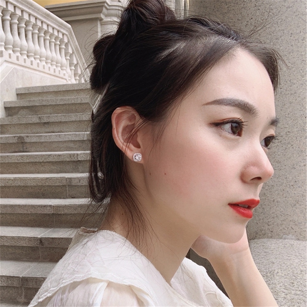 A HELLO GIRL ต่างหูเพทาย ทรงสี่เหลี่ยม ประดับเพชร หรูหรา ระดับไฮเอนด์ แฟชั่นฤดูใบไม้ผลิ สําหรับผู้หญิง