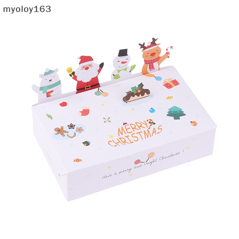 Myoloy กล่องกระดาษคราฟท์ ลายการ์ตูน Merry Christmas 2024 สําหรับตกแต่งปาร์ตี้คริสต์มาส 2024 5 10 ชิ้น