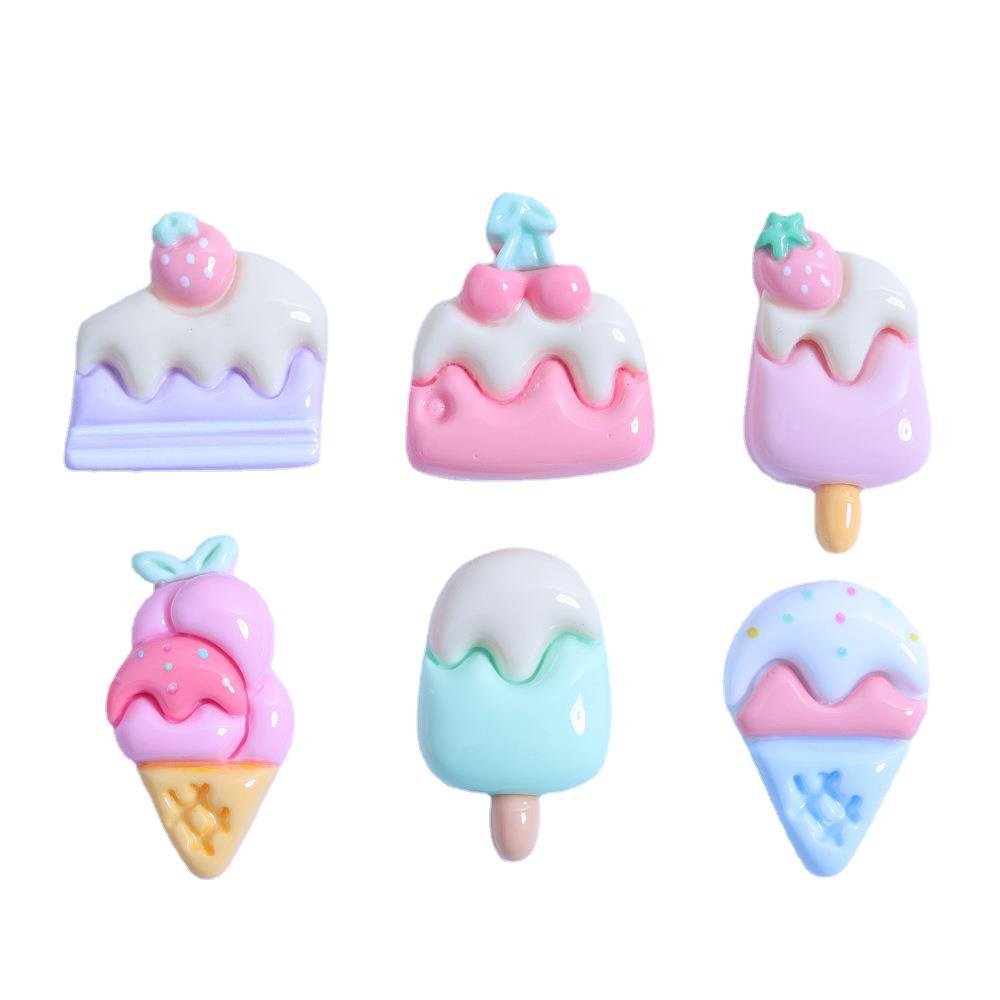 [4 @] For Jibbitz Crocs สติกเกอร์เรซิ่น รูปไอศกรีม โฮมเมด แวววาว diy อุปกรณ์เสริม สําหรับติดตกแต่งตู้เย็น กิ๊บติดผม รองเท้า XDD