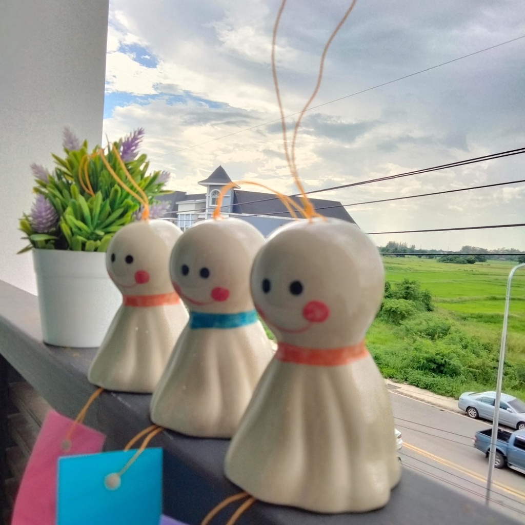 ตุ๊กตาเซรามิคแต่งสวน โมบายไล่ฝนเซรามิก 1ตัว ขนาด 3.5 นิ้ว แต่งบ้าน จัดสวนหย่อม ตากแดดตากฝนได้