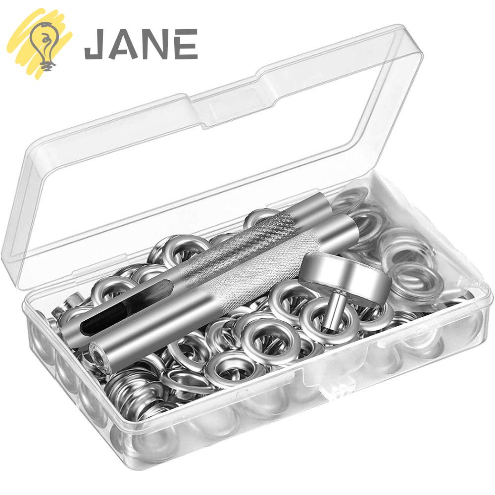 Jane ชุดเครื่องมือตาไก่โลหะ 1/4 นิ้ว สีเงิน 100 ชุด