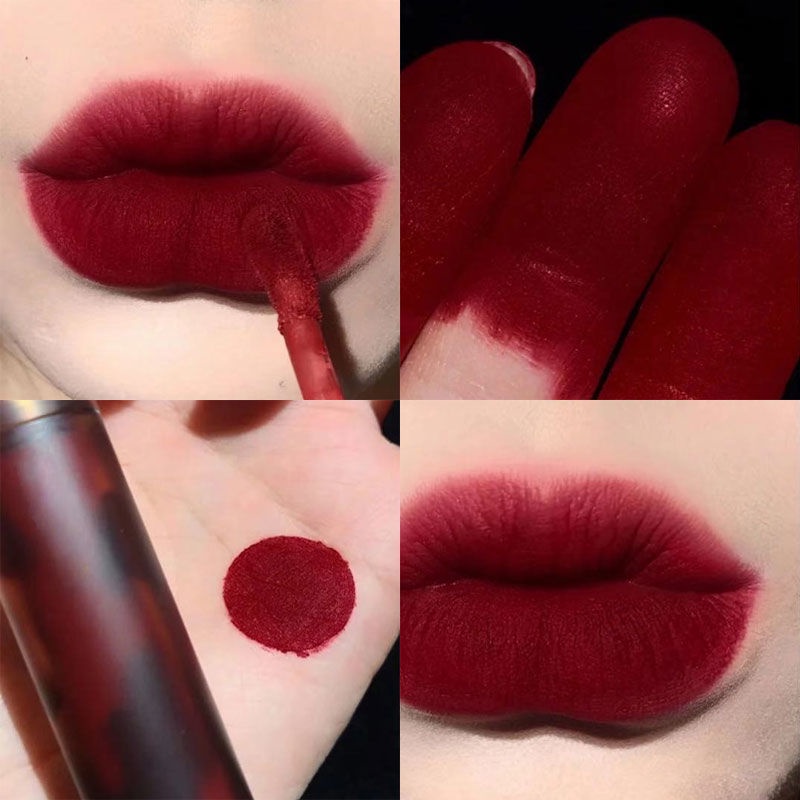 Glaze Amber~ ลิปสติก เนื้อแมตต์ กันน้ํา ไม่จางง่าย สีไวน์แดง [Y]